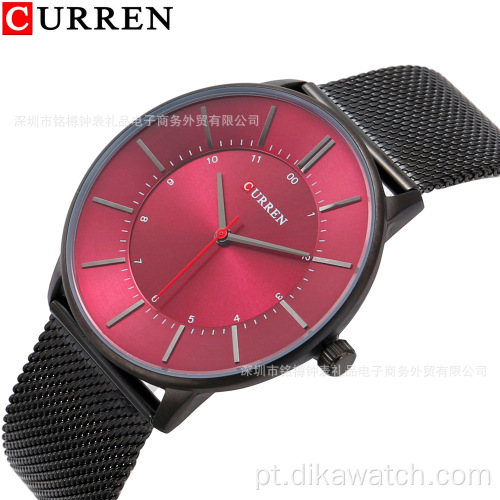 Curren 8303 relógio de pulso masculino ultrafino em aço inoxidável esporte relojoaria casual ouro rosa à prova d&#39;água luxo relógio masculino reloj